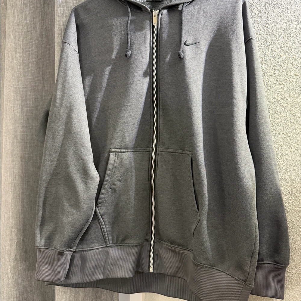 Nike Grey Zip-Up Hooded Sweatshirt